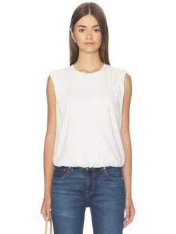 Bobi by Revolve - Women's Sleeveless Bubble Hem T-shirt Off White