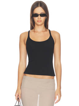 BARELOOM - Palms Women's Ribbed Racer Back Tank Top Black