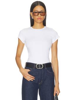 BARELOOM - Sunset Women's Ribbed Fitted Crew Neck Baby Tee White