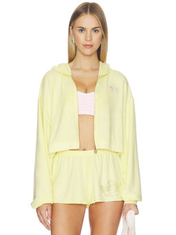 Boys Lie - Will Be Boys Who Lie Women's Rhinestone Zip Hoodie Yellow