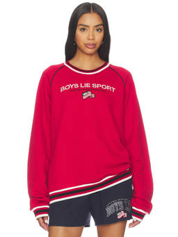 Boys Lie - Sport Kara Women's Relaxed Embroidered Crew Neck Sweatshirt Red