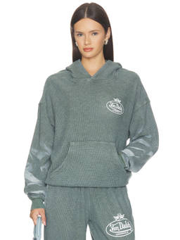 Boys Lie - Von Dutch Racer Women's Graphic Waffle-Knit Hoodie Green
