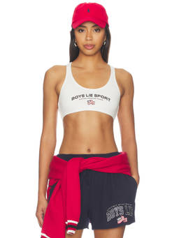 Boys Lie - Sport Women's Cropped Racerback Bralette Sports Bra White