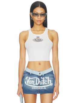 Boys Lie - X Von Dutch Women's Graphic Sleeveless Crop Tank Top White