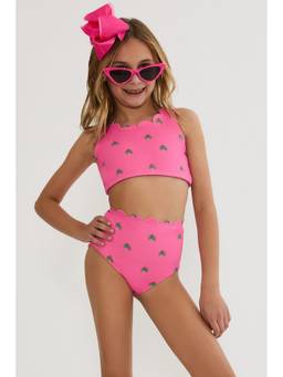 BEACH RIOT - Little Madison Women's Scallop Trim High-Waist Bikini Set Pink