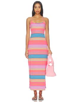 BEACH RIOT - Malie Women's Striped Rib Knit Maxi Dress Multi-Color