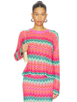 BEACH RIOT - Beach Women's Lightweight Knit Scalloped Hem Sweater Pink