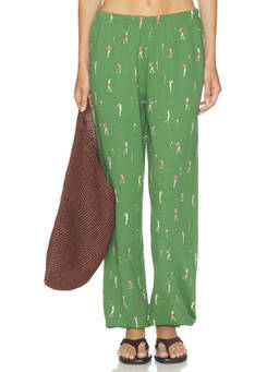 BEACH RIOT - French Terry Women's Elastic Waist Pajamas Green