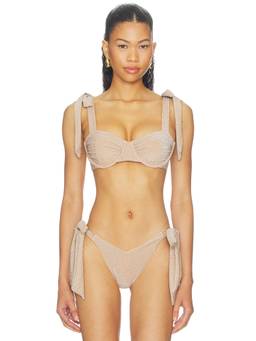 BEACH RIOT - Delilah Women's Underwire Tie-Strap Bikini Top Honey Beige