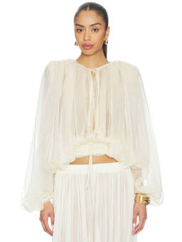 Bronx and Banco - Calia Women's Sheer Tie-Up Neck Blouse Cream