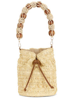 BTB Los Angeles - Tessa Woven Raffia Bucket Bag Natural