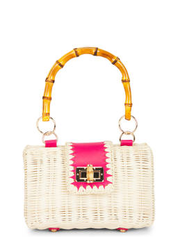 BTB Los Angeles - Mason Bamboo Raffia Clutch Pink