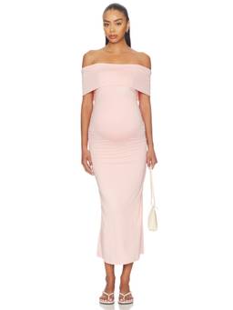 BUMPSUIT - Women's Off-Shoulder Ruched Bodycon Maxi Dress Pink