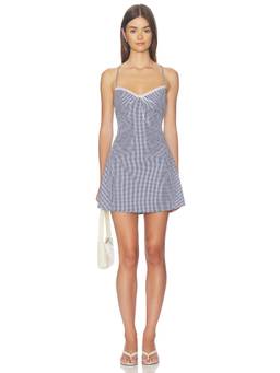 Bella Venice - Foster Women's Lace Trim Strappy Mini Dress Navy Blue