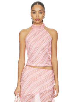 Bella Venice - Piper Women's Halter Neck Sleeveless Chiffon Top Pink