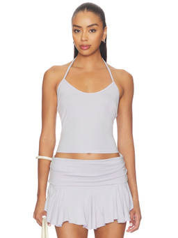 Bella Venice - Mollie Women's Sleeveless Halter Neck Jersey Crop Top Blue