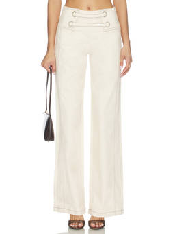 BY.DYLN - Emmett Women's Mid-Waist Wide Trousers Bone