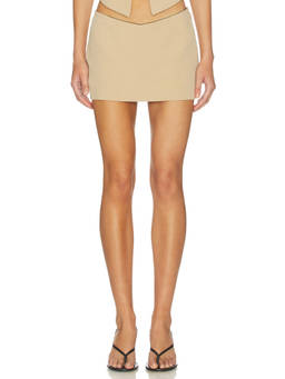 BY.DYLN - x REVOLVE Women's V-Waist Fitted Mini Skirt Tan