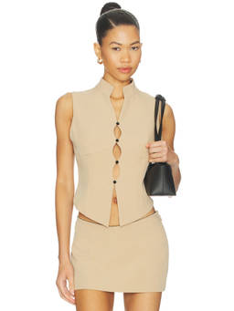 BY.DYLN - x REVOLVE Women's Cut-Out Sleeveless High Neck Top Tan
