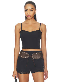 BY.DYLN - Onyx Women's Lace Trim Adjustable Strap Corset Black