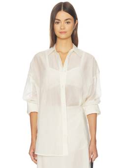 By Malene Birger - Derris Women's Sheer Button-Down Long Sleeve Shirt Soft White