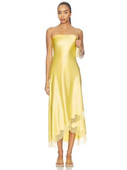 CAMI NYC - Alexandria Women's Strapless Lace Trim Maxi Dress Custard