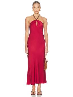 CAMI NYC - Giulia Hammered Women's Sleeveless Halter Maxi Dress Red