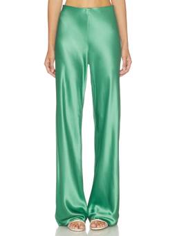 CAMI NYC - Bristol Women's Mid-Waist Pull-On Satin Palazzo Pants Green