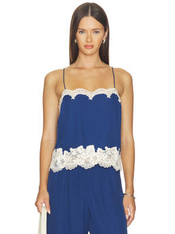 CAMI NYC - Maiya Women's Lace Trim Sleeveless Camisole Blue