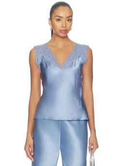 CAMI NYC - Ola Women's Lace Trim Silk Camisole Blue