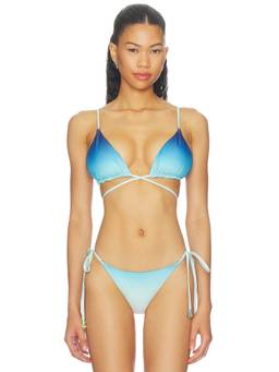 Casablanca - Beaded Women's Padded Halter Neck Bikini Top Blue