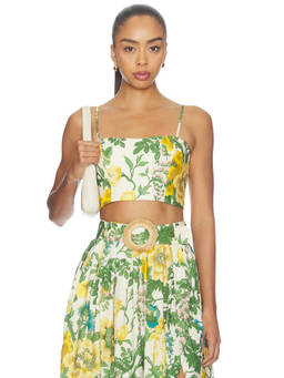 Cara Cara - Women's Smocked Adjustable Strap Crop Top Ivory
