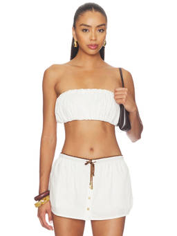 CINCIN - Souffle Women's Strapless Bandeau Crop Top Pearl