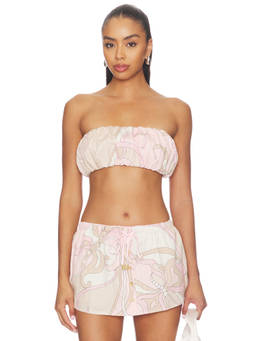 CINCIN - Souffle Women's Strapless Bandeau Crop Top Pink