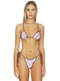 CINCIN - Thrills Women's Unpadded Triangle Bikini Top Deco Mocha