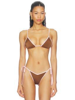 CINCIN - Thrills Women's Unpadded Tie-Up Bikini Top Mocha