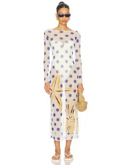 Cala de la Cruz - Ursa Women's Sheer Mesh Polka Dot Maxi Dress Calico Mare
