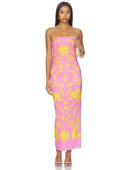 Cala de la Cruz - Daphne Women's Strapless Printed Maxi Bodycon Dress Pink