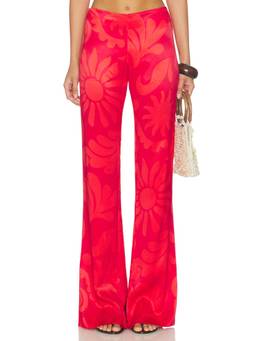 Cala de la Cruz - Nix Women's Wide-Leg Satin Palazzo Pants Red