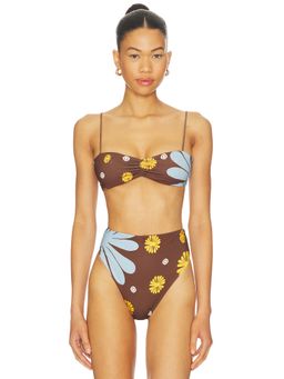Cala de la Cruz - Lilo Women's Ruched Adjustable Strap Bikini Top Brown