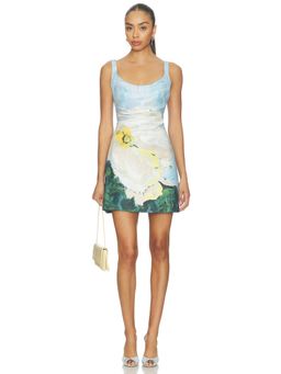 Acler - Newcatton Women's Floral Print Square Neck Mini Dress Blue
