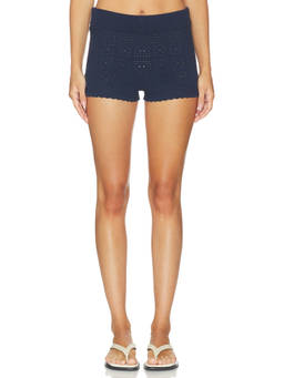 Ciao Lucia - Joella Women's Pull-On Sheer Knit Shorts Navy Blue