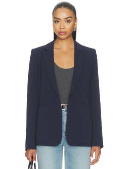 Cinq a Sept - Karlie Women's Tailored Single-Breasted Crepe Blazer Navy Blue