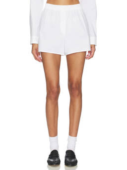 Cissa - Boxer Women's Elastic Waist Pull-On Poplin Shorts White