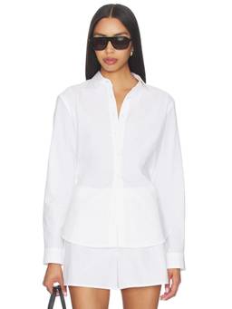 Cissa - Classic Women's Semi-Sheer Cotton Button-Down Shirt White