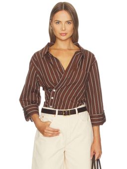 Cissa - Striped Women's Asymmetric Button-Down Shirt Banbury Stripe