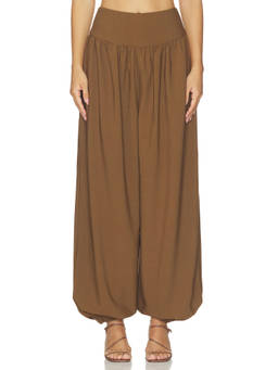Clea - Heidi Women's High-Waist Wide-Leg Trousers Chestnut