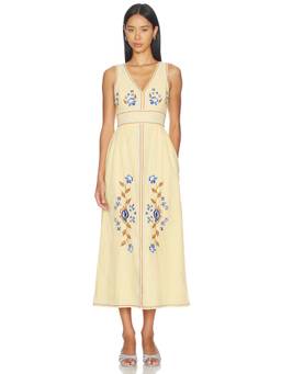 Cleobella - Jessamyn Women's Sleeveless Embroidered Maxi Dress Beige
