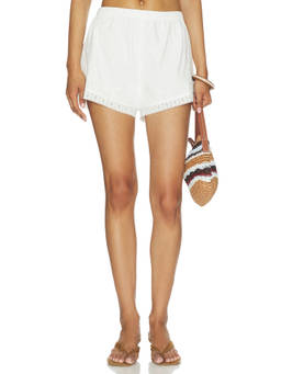 Cleobella - Wes Women's Pull-On Elastic Waist Lace Trim Shorts Ivory