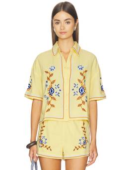 Cleobella - Wynona Women's Embroidered Button-Up Shirt Yellow